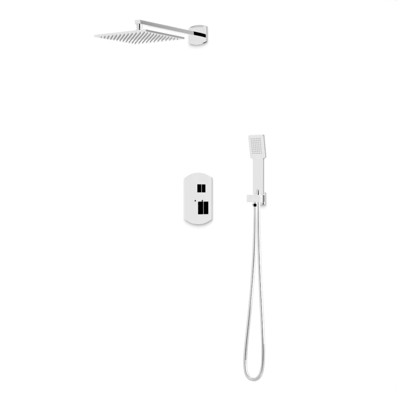 Transitional Thermostatic Shower Trim Kit with Wall Mount Shower Head, Hand Shower