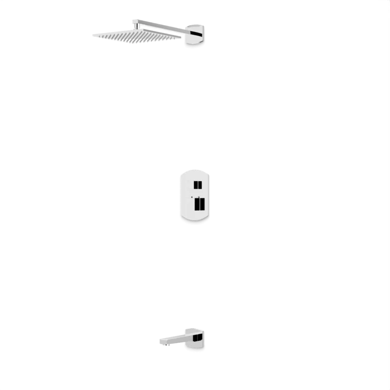 Transitional Thermostatic Shower Trim Kit with Wall Mount Shower Head, Tub Filler