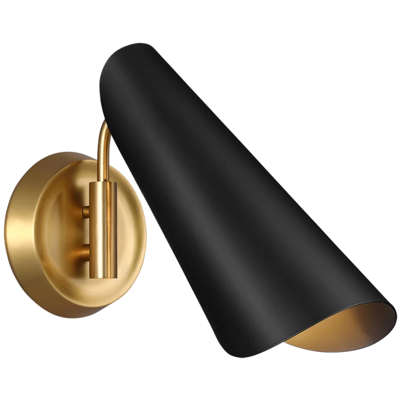 Tresa One Light Sconce, Midnight Black and Burnished Brass
