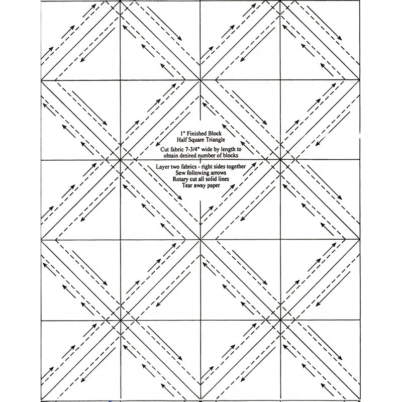 Triangles on a roll finished half square 1"