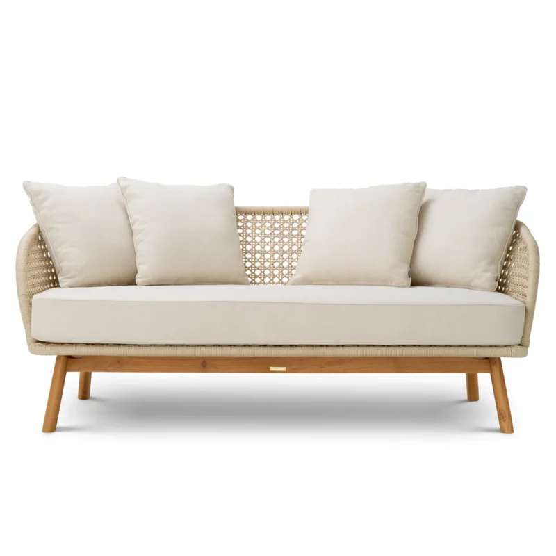 Trinity Outdoor Sofa - Viola Sand/Natural Teak, 70.87"W