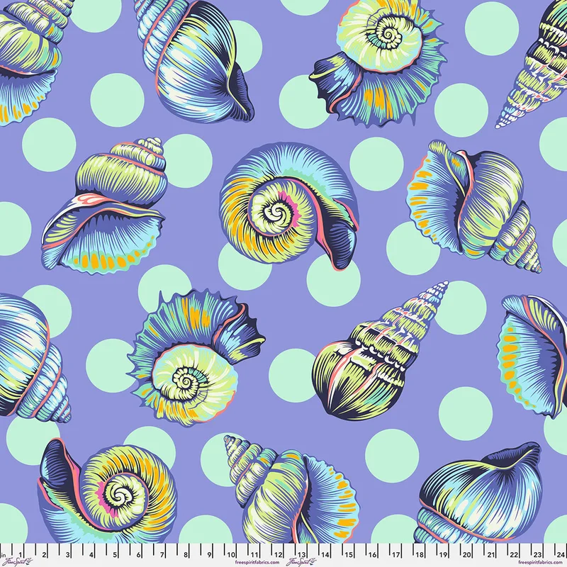 Tula Pink FLORAL REEF: Big Shelly 108-Marine (1/4 Yard)