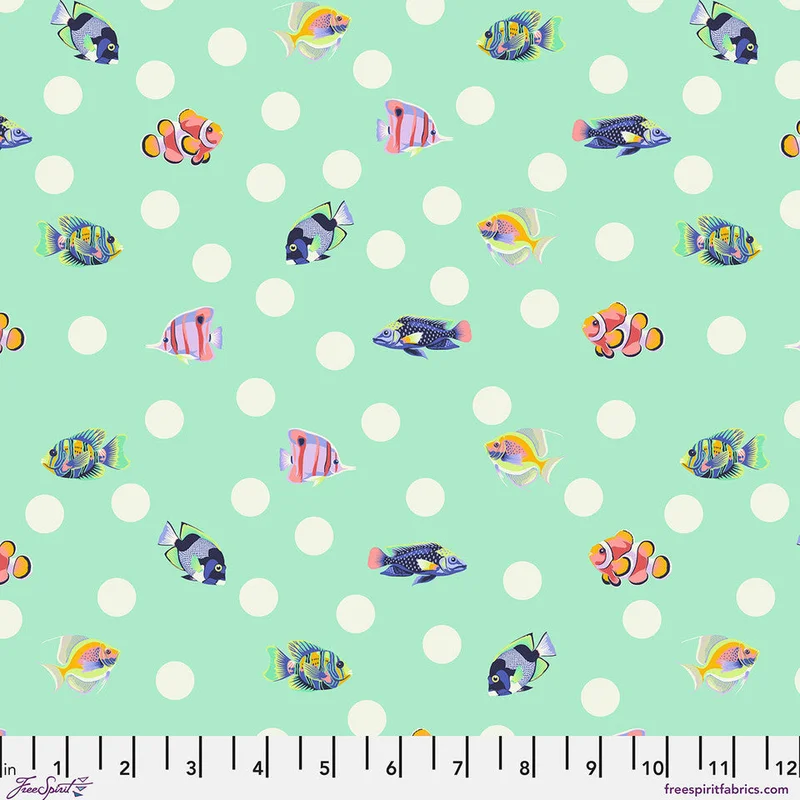 Tula Pink FLORAL REEF: School Crossing-Seafoam (1/4 Yard)