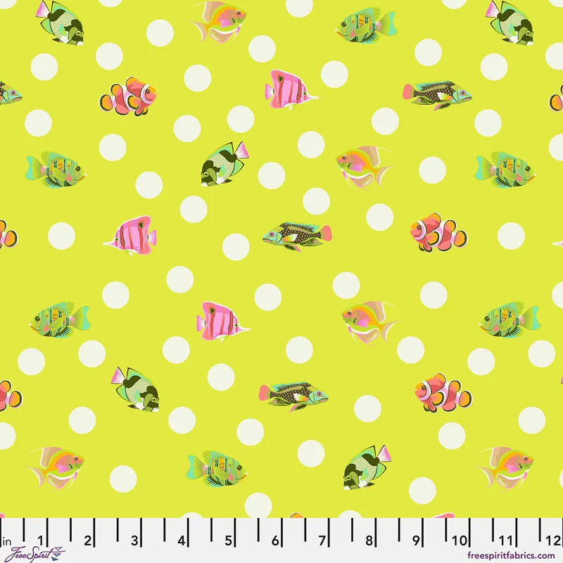 Tula Pink FLORAL REEF: School Crossing-Seagrass (1/4 Yard)
