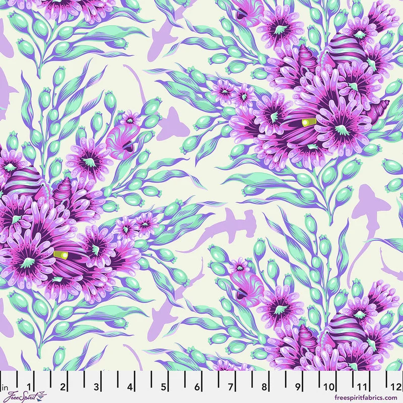 Tula Pink FLORAL REEF: Shadow Sharks-Ultraviolet (1/4 Yard)