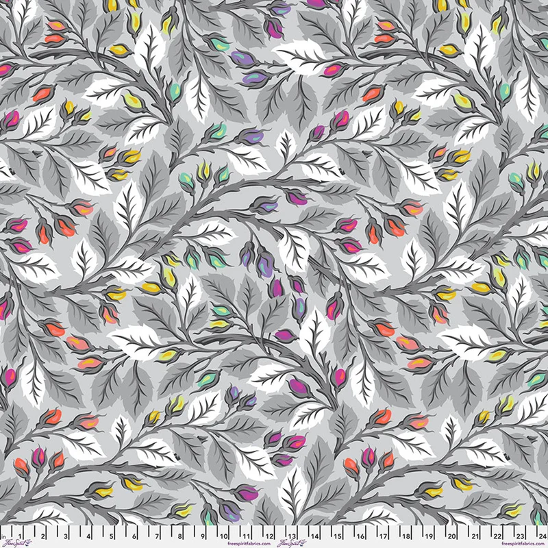 Tula Pink GRAYWORK: Best Buds 108-Fog (1/4 Yard)