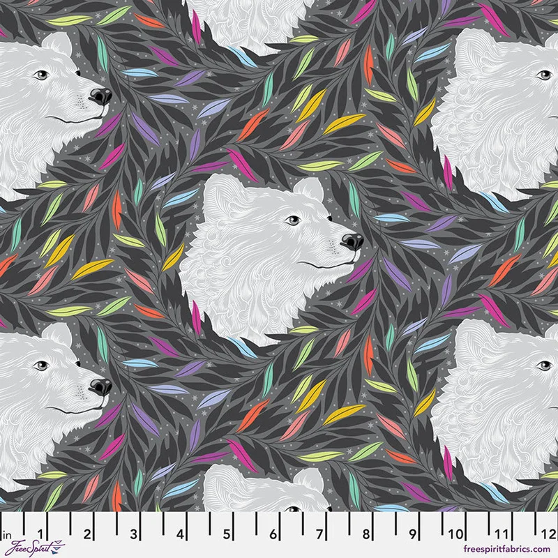 Tula Pink GRAYWORK: Just Bearly-Carbon (1/4 Yard)