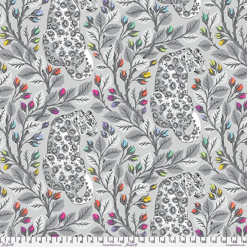 Tula Pink GRAYWORK MINKY: 58" Beauty Mark-Fog (1/4 Yard)