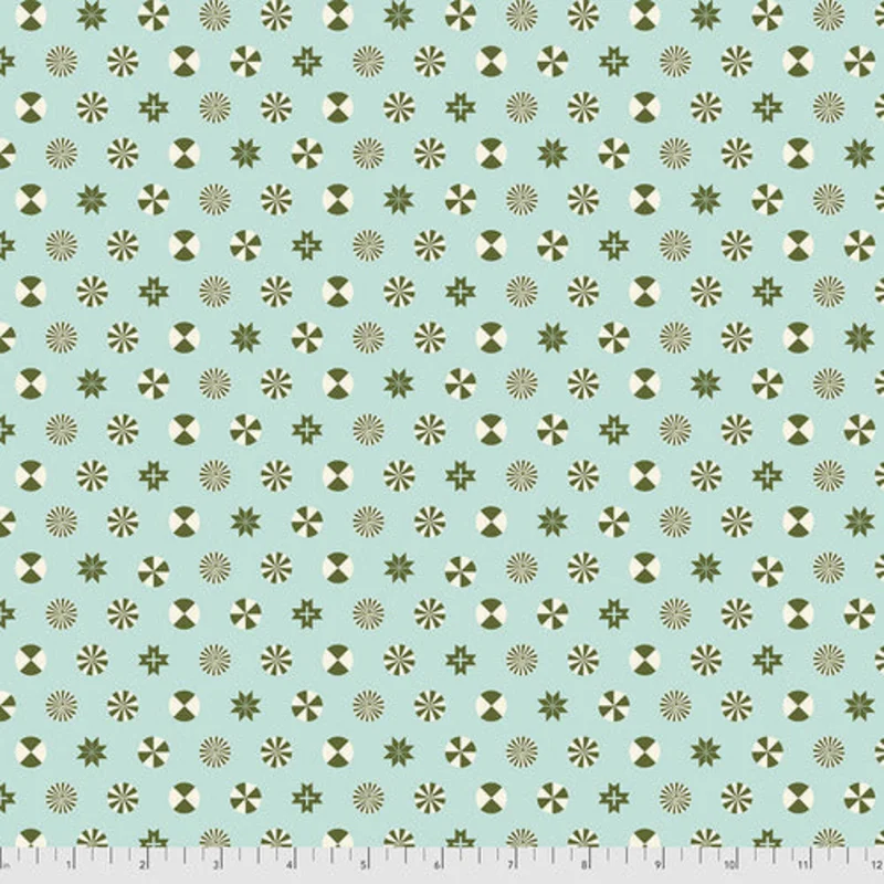 Tula Pink HOLIDAY HOMIES: Flannel Peppermint Stars - Pine Fresh (1/4 Yard)