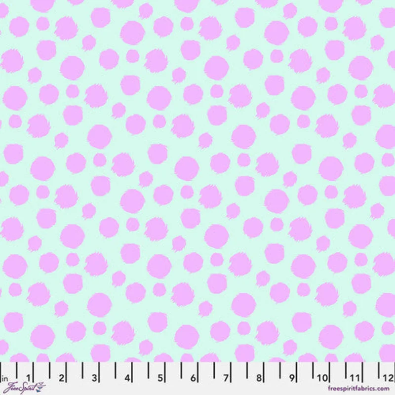 Tula Pink TABBY ROAD Deja Vu: Fur Ball-Technomint (1/4 Yard)