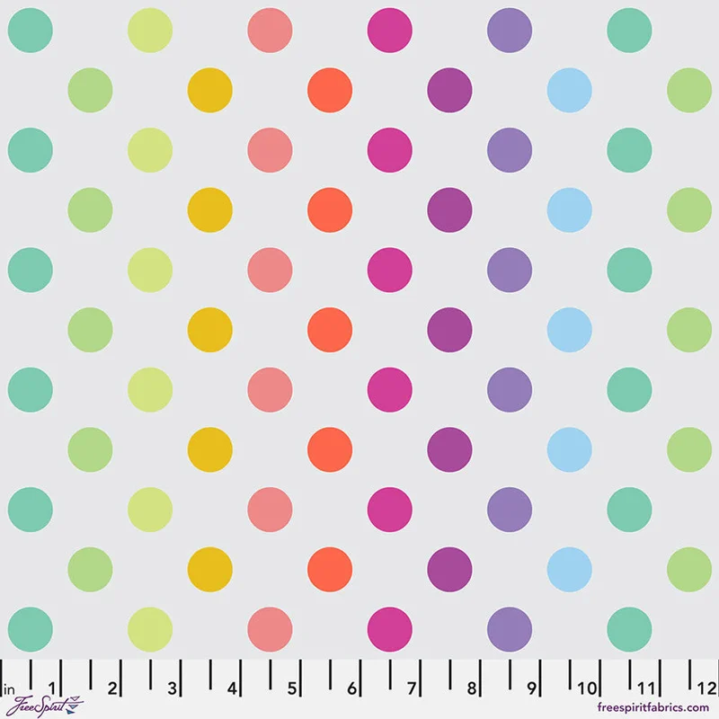 Tula Pink TRUE COLORS GRAYWORK: Disco Poms-Whisper (1/4 Yard)