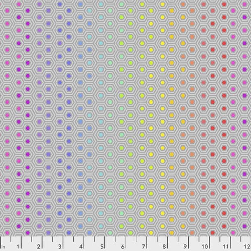 Tula Pink TRUE COLORS: Hexy Rainbow-Dove (1/4 Yard)