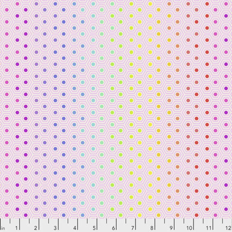 Tula Pink TRUE COLORS: Hexy Rainbow-Shell (1/4 Yard)
