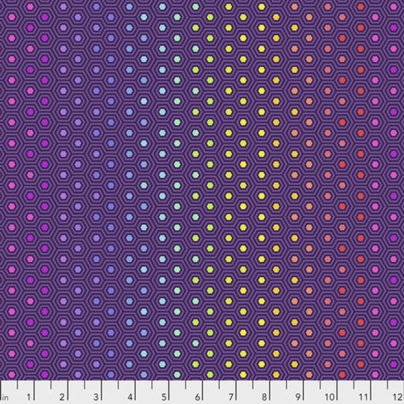 Tula Pink TRUE COLORS: Hexy Rainbow-Starling (1/4 Yard)