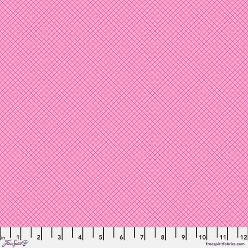 Tula Pink TRUE COLORS: On the Grid-Bubblegum (1/4 Yard)