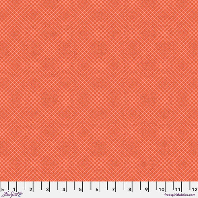 Tula Pink TRUE COLORS: On the Grid-Salmon (1/4 Yard)