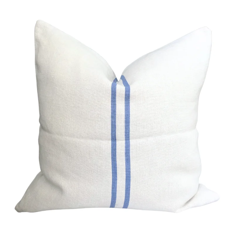 Two Stripe Light on Natural - French Blue, 22" x 22"