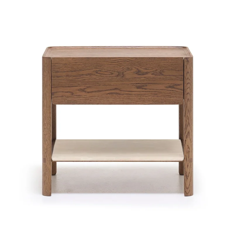 Tye Nightstand, Latte, Travertine, 23.6"W 17.7"D 21.7"H