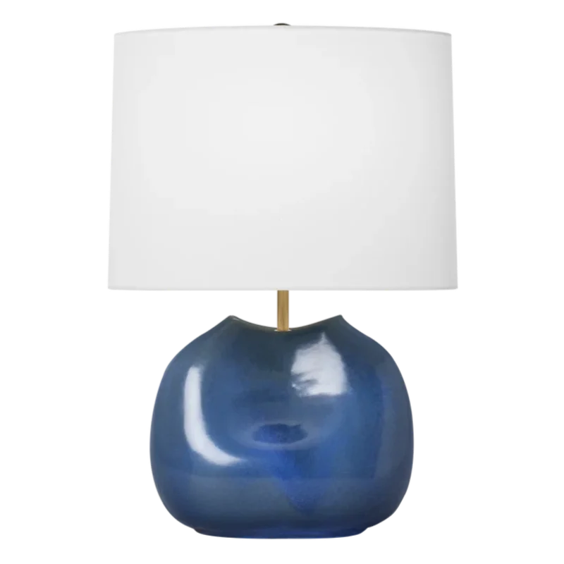 Ulla Medium Table Lamp, Blue Anglia Crackle