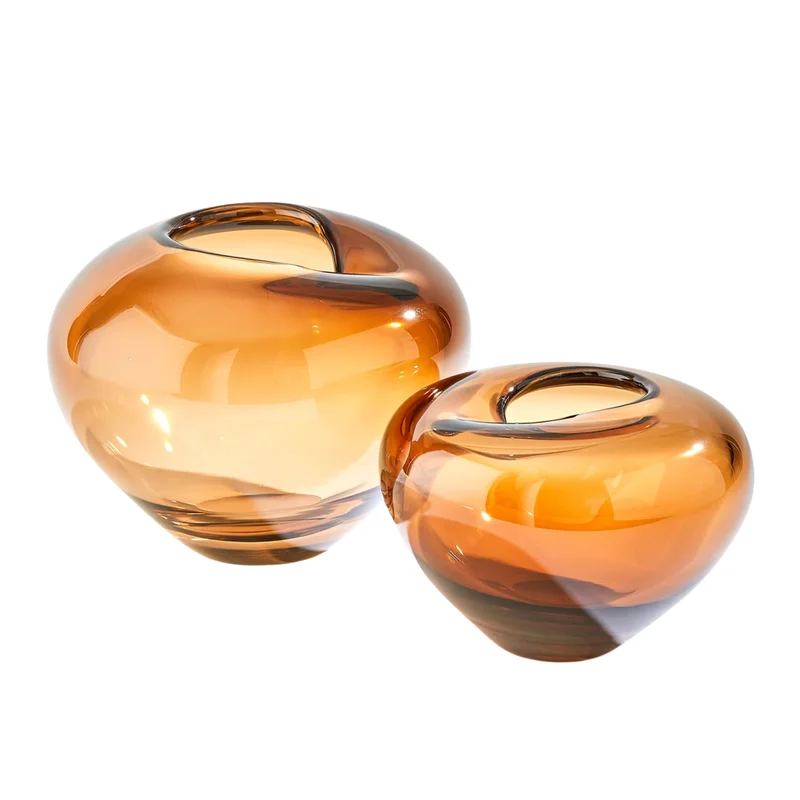 Undulating Vases, Dark Amber, 2 Sizes