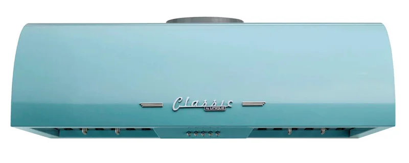 Unique Appliances - 29.5 Inch 700 CFM Under Cabinet Range Vent in Ocean Mist Turquoise - UGP-30CR RH T Turquoise