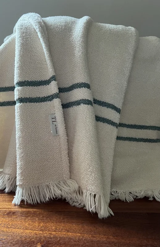 Varsity Oversized Throw, 50 x 90, Green Stripe