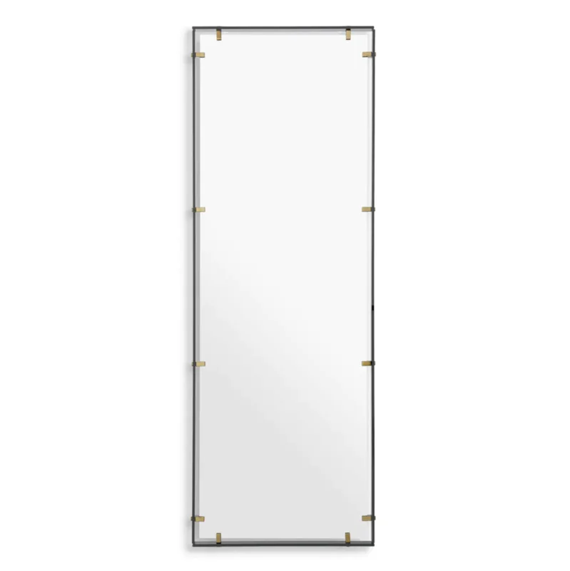 Verona Large Mirror - Smoke Glass/Antique Brass, 76.77" L x 25.59" W