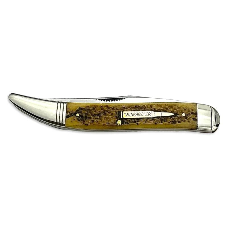 Vintage Winchester 1990s Yellow Jigged Bone Large Texas Toothpick - Factory Sample