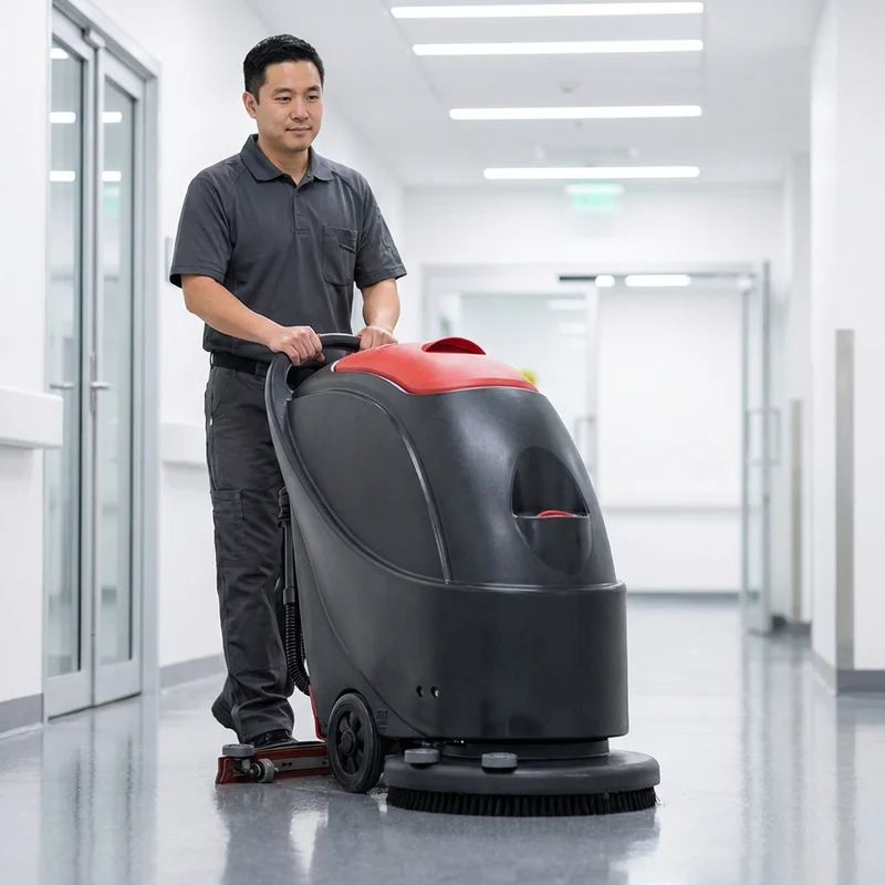 Walk Behind Floor Scrubber, 17", 13 Gallon, Electric, Pad Assist, Disk, 3/3/1 Warranty