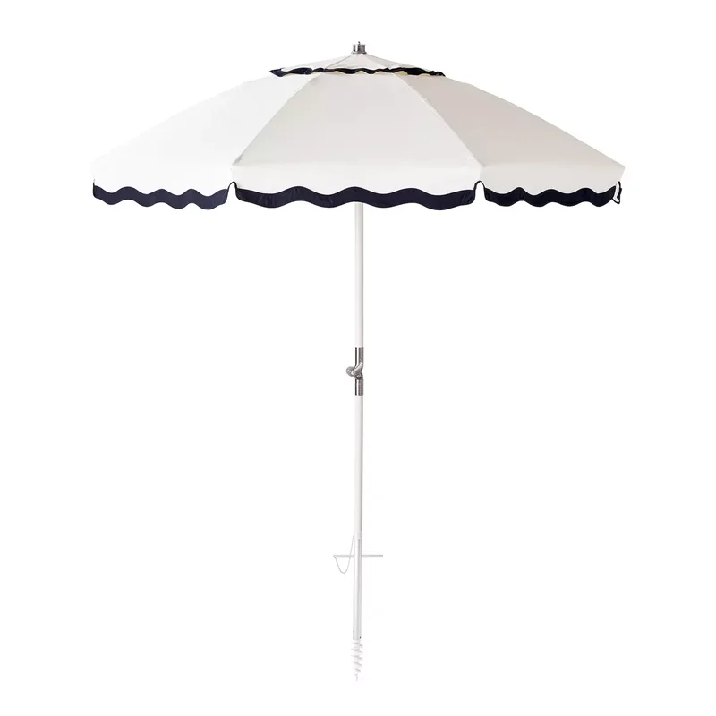 Wave Club Umbrella - White with Navy Trim