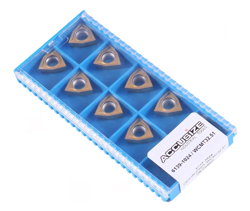 WCMT Inserts, TiN Coated, Carbide, 10 Pcs/Set