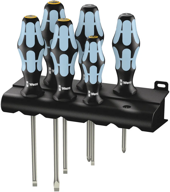 Wera 3334/3355/6 Screwdriver set, stainless and rack, 6pieces, SKU #5032061001