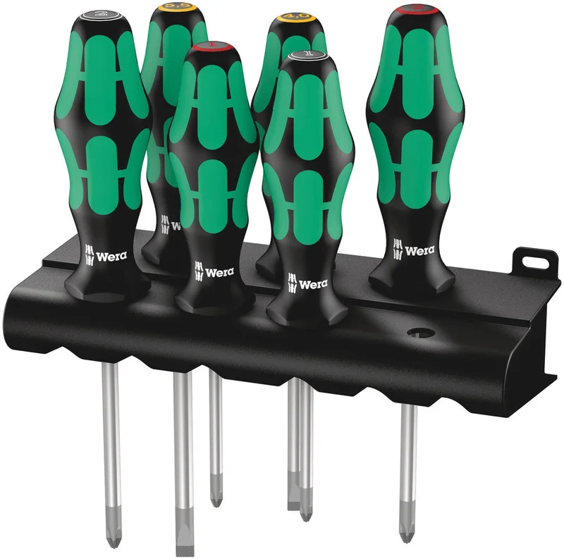 Wera 335/350/355/6 Screwdriver set Kraftform Plus Lasertip and rack, SKU #5105622001