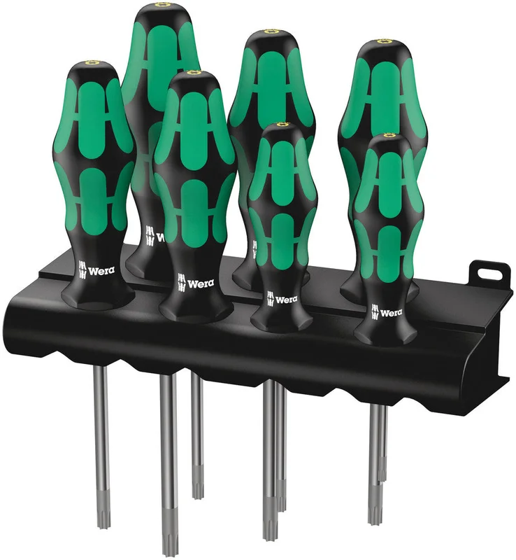 Wera 367/7 TORX HF Kraftform Plus screwdriver set with holding function and rack, 7 pieces, SKU #5223161001