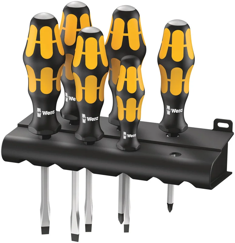 Wera 932/918/6 Screwdriver set Kraftform Wera: Chiseldriver and rack, 6pieces, SKU #5018287001