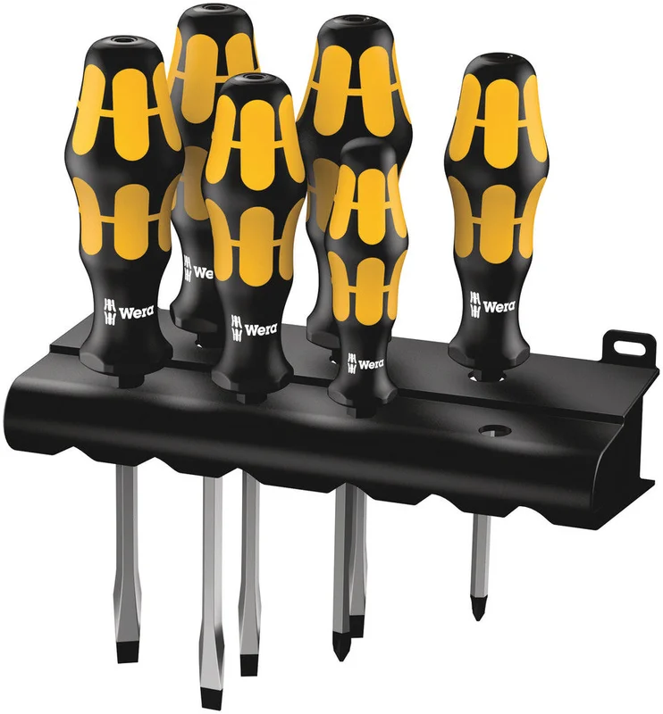 Wera 932 S/6 Screwdriver set Kraftform Wera: Chiseldriver and rack, 6 pieces, SKU #5018283001