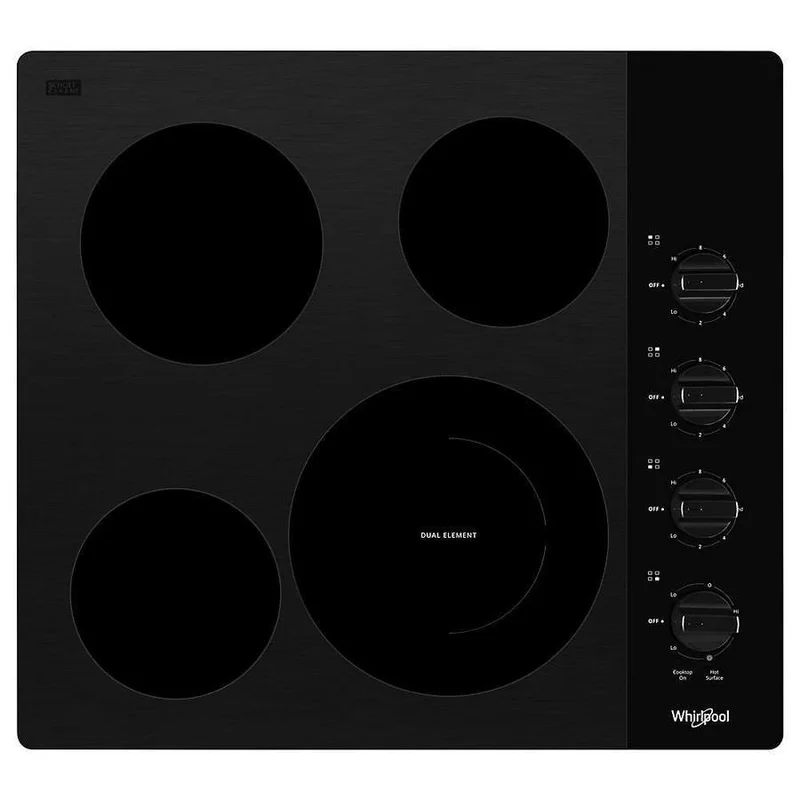Whirlpool - 24 inch wide Electric Cooktop in Black - WCE55US4HB Black