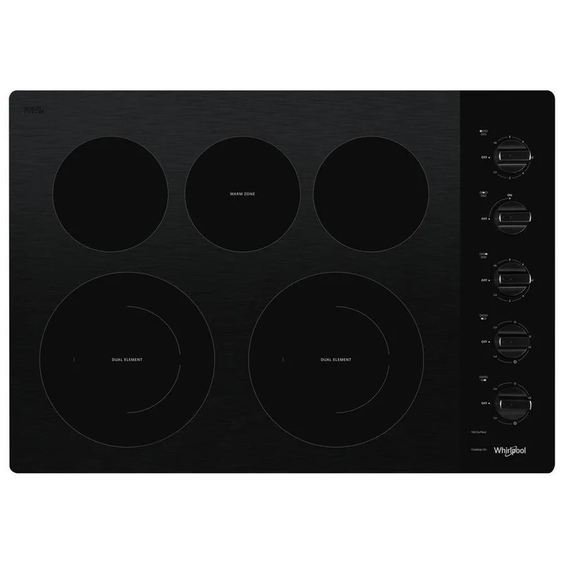 Whirlpool - 30.8125 inch wide Electric Cooktop in Black - WCE77US0HB Black