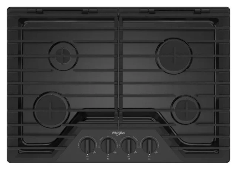 Whirlpool - 30 Inch Gas Cooktop in Black - WCGK5030PB Black