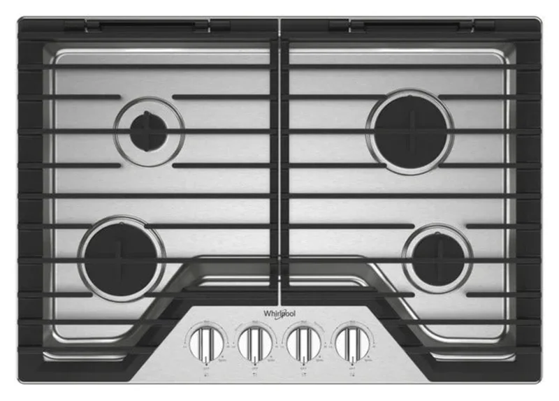 Whirlpool - 30 Inch Gas Cooktop in Stainless - WCGK5030PS Stainless