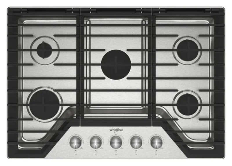 Whirlpool - 30 Inch Gas Cooktop in Stainless - WCGK7030PS Stainless
