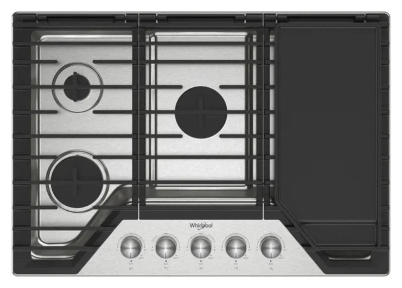 Whirlpool - 30 Inch Gas Cooktop in Stainless - WCGK7530PS Stainless