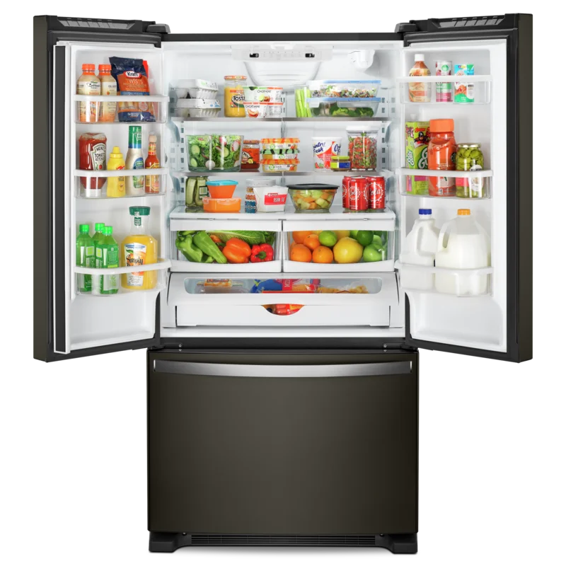 Whirlpool - 32.625 Inch 22.1 cu. ft French Door Refrigerator in Black Stainless - WRFF5333PV Black Stainless