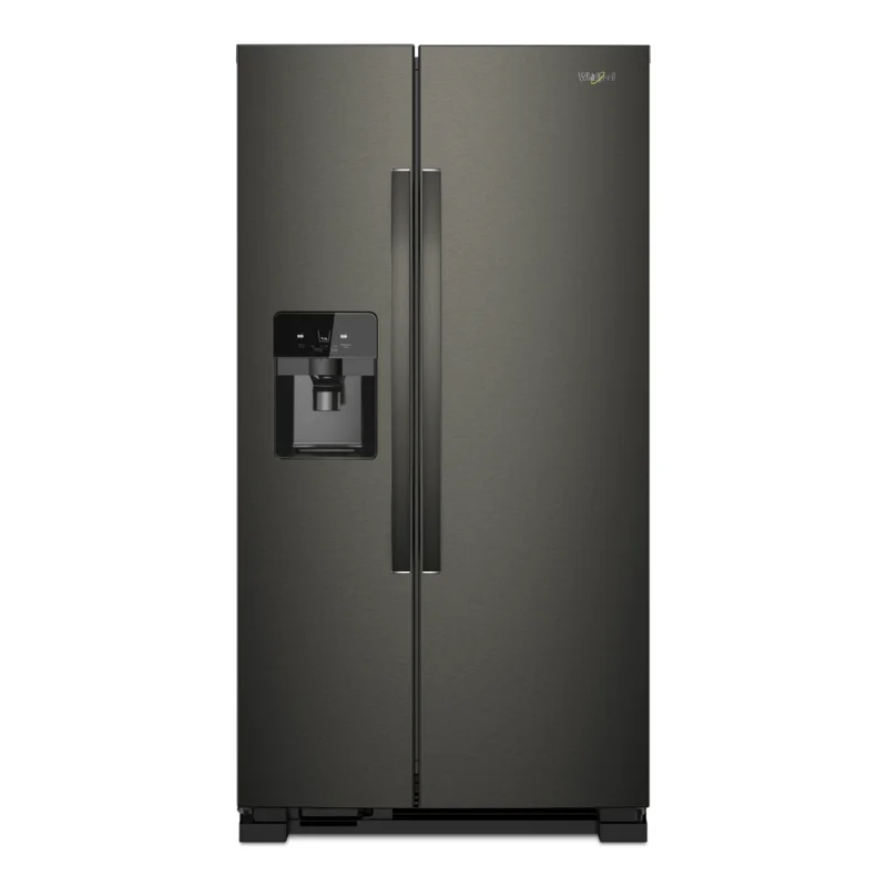 Whirlpool - 35.875 Inch 25 cu. ft Side by Side Refrigerator in Black Stainless - WRS325SDHV Black Stainless