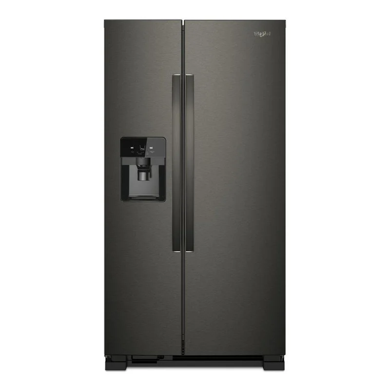 Whirlpool - 35.875 Inch 25 cu. ft Side by Side Refrigerator in Black Stainless - WRS555SIHV Black Stainless