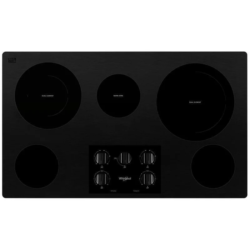 Whirlpool - 36.3125 inch wide Electric Cooktop in Black - WCE77US6HB Black