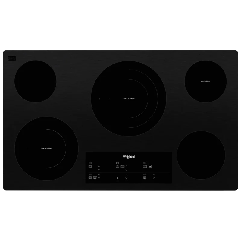 Whirlpool - 36.3125 inch wide Electric Cooktop in Black - WCE97US6KB Black