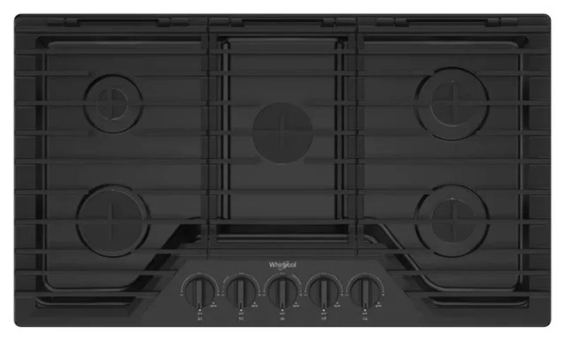 Whirlpool - 36 Inch Gas Cooktop in Black - WCGK5036PB Black