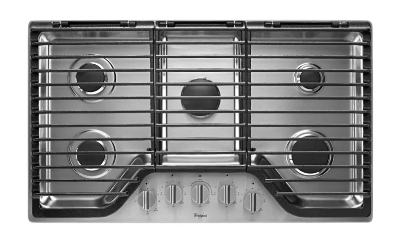 Whirlpool - 36 Inch Gas Cooktop in Stainless - WCG97US6DS Stainless