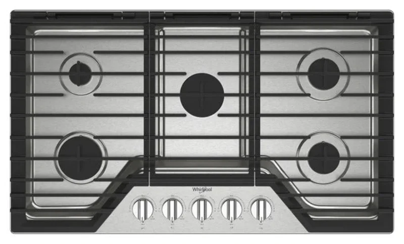 Whirlpool - 36 Inch Gas Cooktop in Stainless - WCGK5036PS Stainless